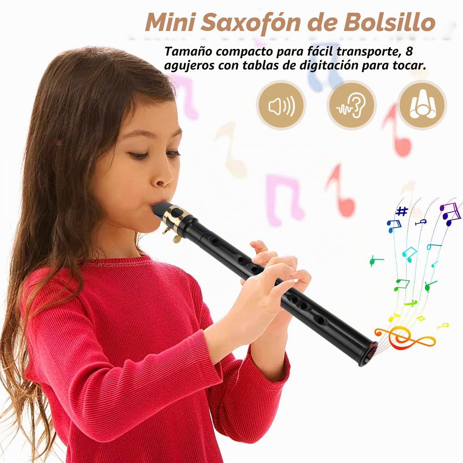 Mini Saxophone Portables Pocket Sax Kit Saxophone de Poche Noir Avec Anche Saxophone Bec Saxo Sac de Transport Coussinet de Dents Tableau Doigtés Instrument de Musique pour Enfant Adulte Débutants