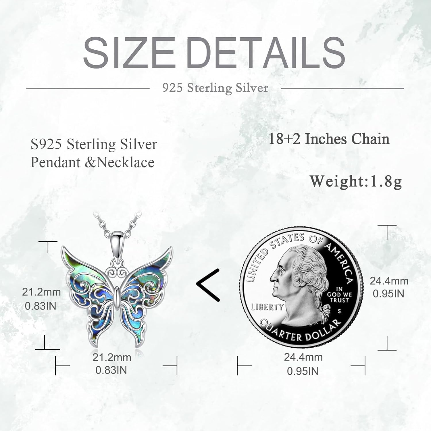 VONALA Butterfly Necklace for Women 925 Sterling Silver Abalone Shell Butterfly Pendant Animal Jewelry Gifts for Her - Image 6