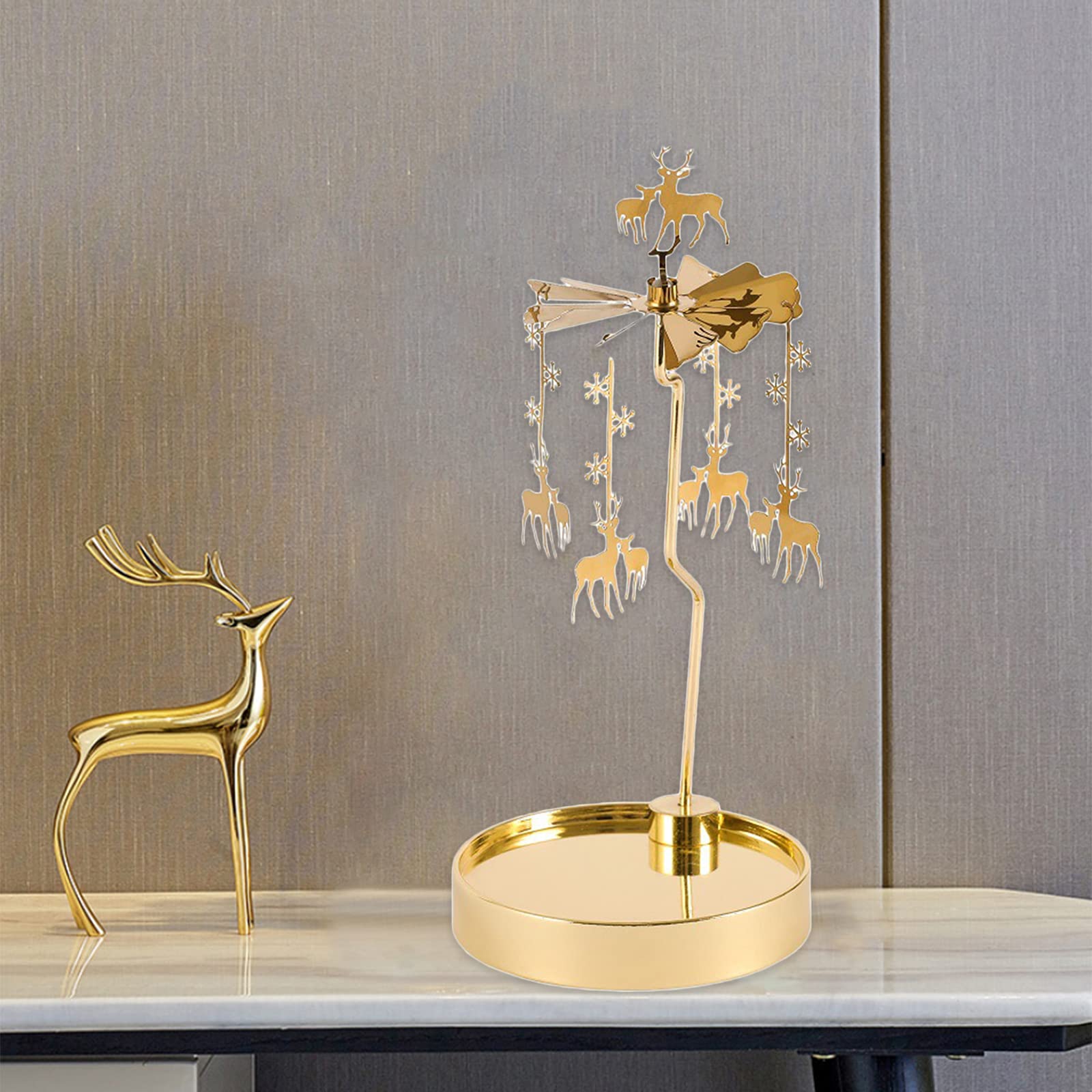 Amazon｜perfk ゴールデン回転キャンドルホルダー回転式キャンドル