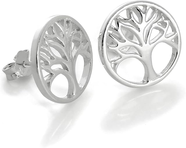 Sterling Silver Tree of Life Stud Earrings