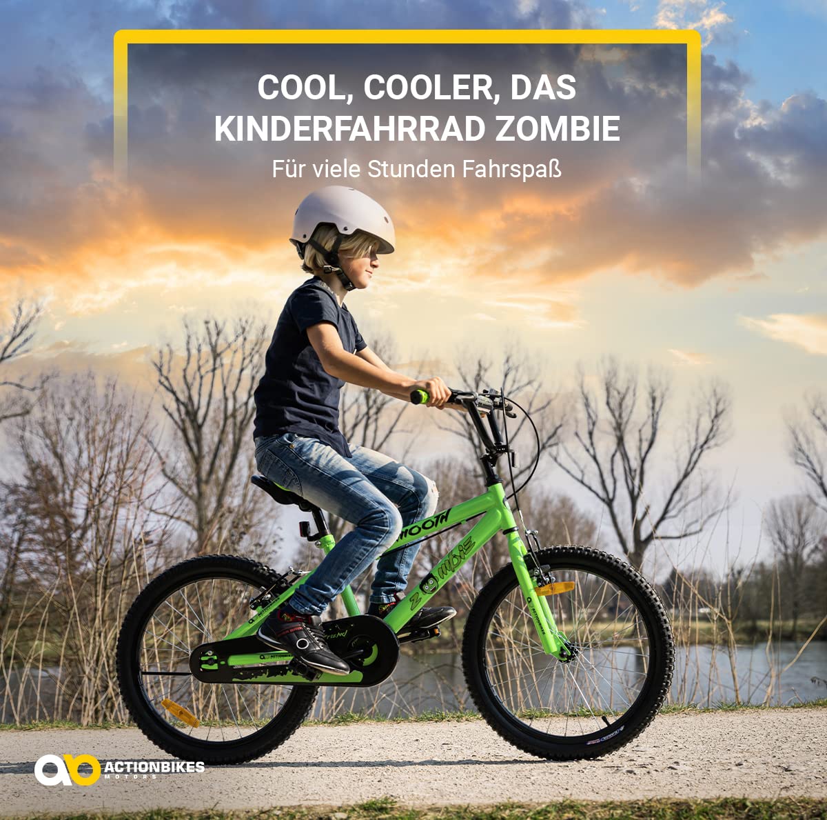 Actionbikes Kinderfahrrad Zombie | 12 16 20 Zoll - V-Brake Bremsen - Fahrrad für Kinder von 2-9 Jahren - Schutzblech v. / h - Kinder Fahrrad für Mädchen & Jungen - Fahrräder - Bicycle - Kinderrad
