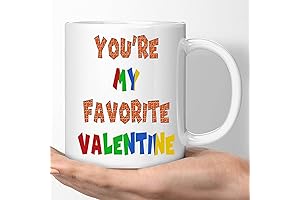 Humorous Valentine's Day Cartoon Coffee Mug: Burger and Fries Love