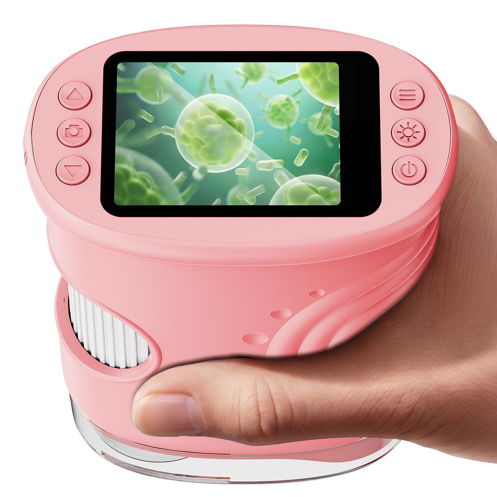 Digitales Mikroskop für Kinder 1000X, Abenteurer Mikroskop für Kinder mit 2 Zoll HD-Bildschirm, 8 LED-Leuchten, Foto- & Videofunktion, Wissenschaftsspielzeug Geschenk für Jungen Mädchen (Rosa)