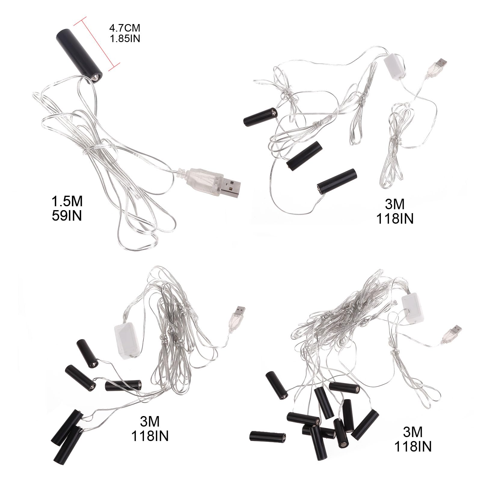 Éliminateur de Piles AA/AAA 4.5V et 3V, Accessoire de transformateur pour Bougies électroniques, Jouets et lumières électriques (AA 10in1)