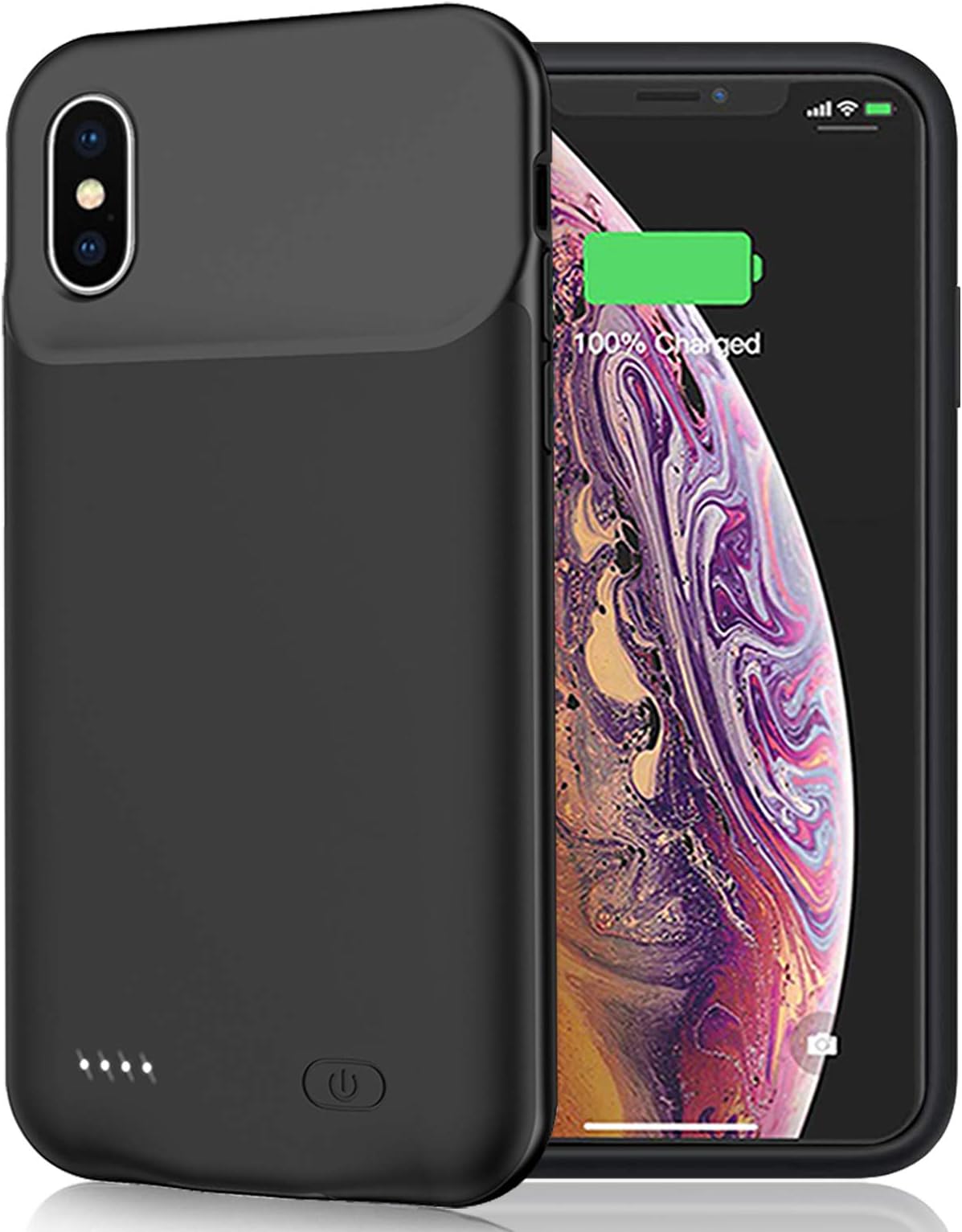 Battery Case for iPhone Xs Max, 10000mAh Portable Rechargeable Battery Pack Charging Case for Apple iPhone Xs Max (6.5 inch) Extended Battery Charger Case Protective Power Bank Backup Cover (Black)