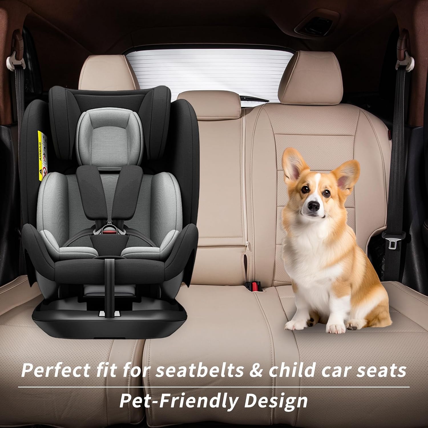 coverdream Custom Fit Car Seat Covers for Honda Civic Sedan EX (2022-2024)/Sport (2025-2026)/Hybrid Sport(2025-2026), Waterproof Faux Leather (Full Set,Beige)