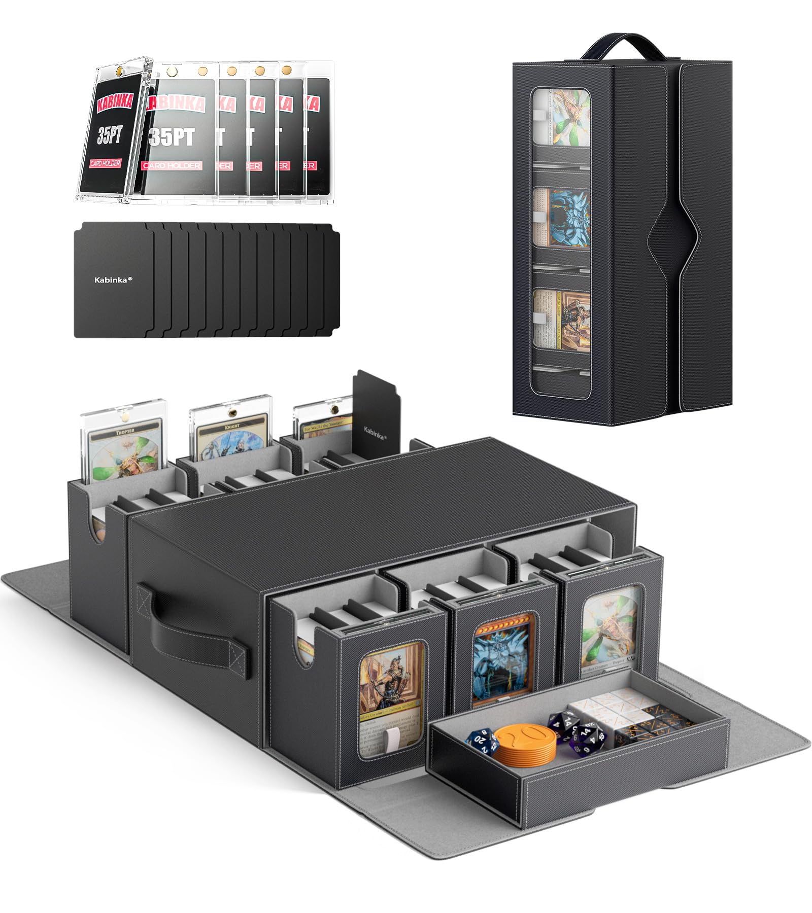 Amazon.com: Kabinka MTG Commander Deck Box, 6-Deck Modular Card Case with  100 PCS Card Sleeves, Dice Tray