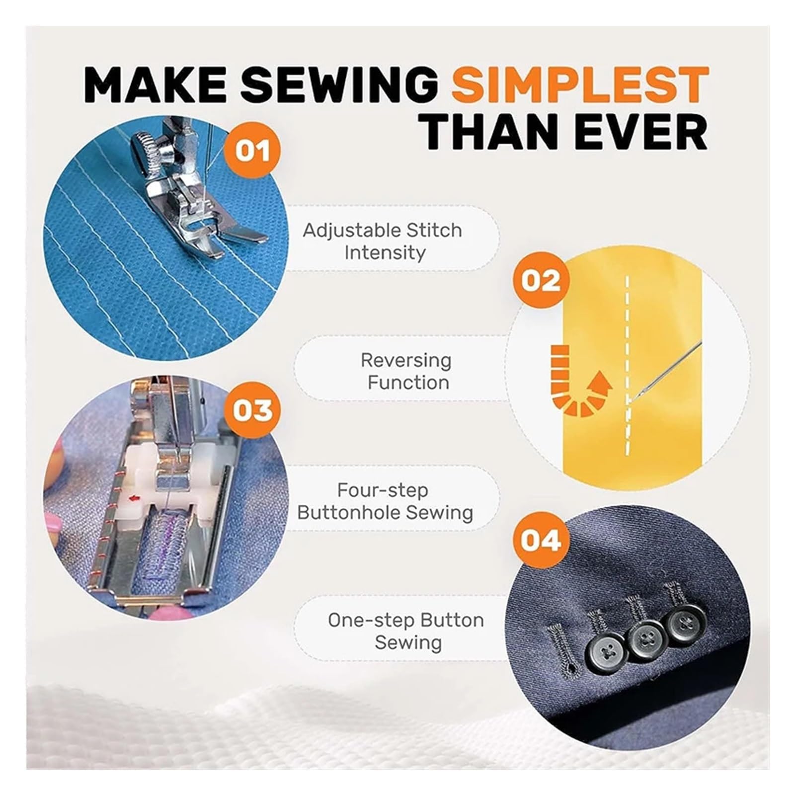 Mini Máquina De Coser Portátil Con Prensatelas Reemplazable, 38 Puntadas, Botón Inicio For Overlock, Eléctrica, Pedal Mesa