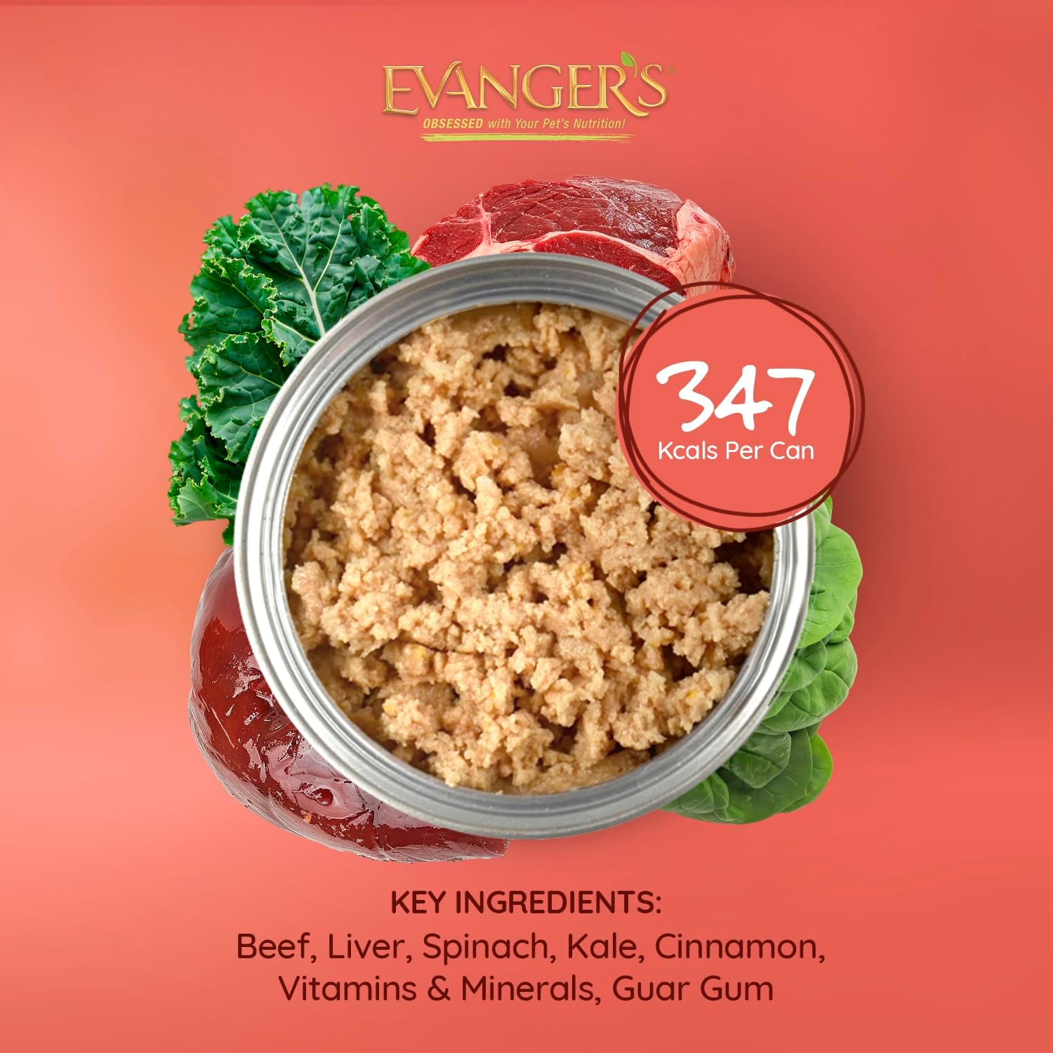 Evanger's Super Beef Dinner for Dogs – 12 Count, 12.5 oz Each – Grain Free Wet Dog Food with Spinach & Kale – All Life Stages – Limited Ingredient Diet