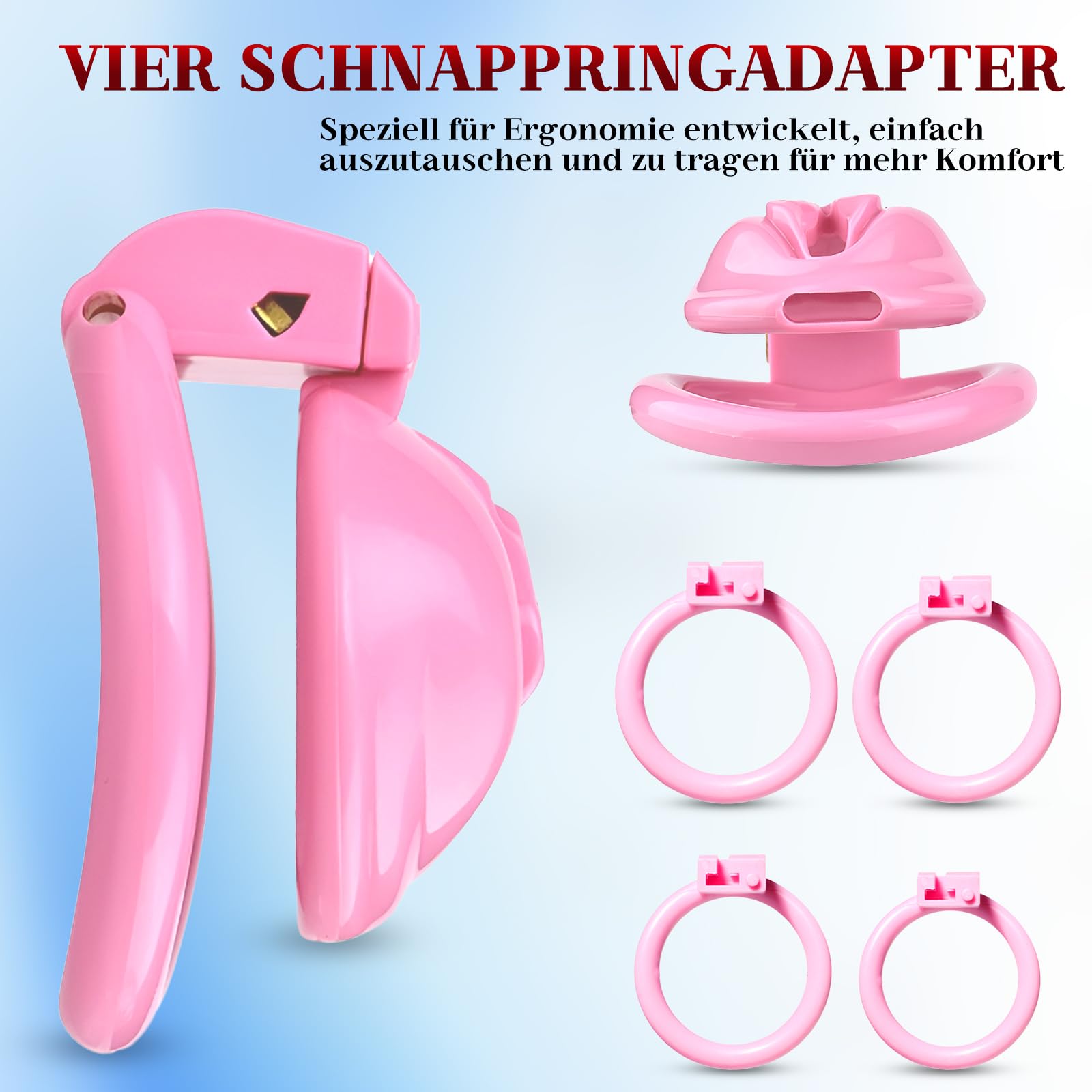 BDSMAGE Sissy Gabbie per Pene, Forma delle labbra chastity cage, gabbia castità per uomo, gabbia di castità con 4 cock rings, cock cage per Prevenire L'erezione (S)