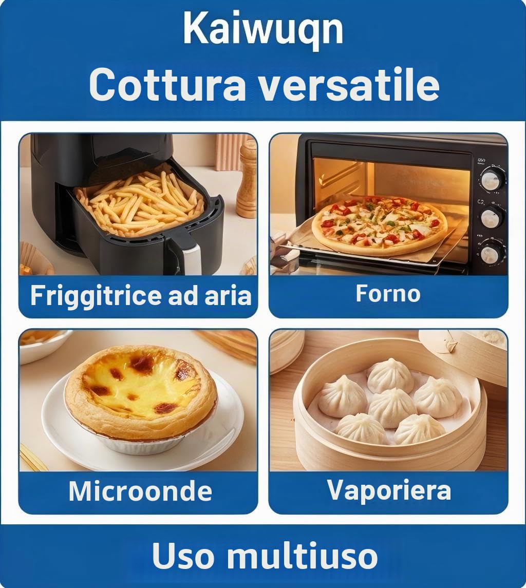 Kaiwuqn Carta da forno per Ninja Foodi Max Air Fryer, 120 pezzi 22x14 cm rettangolare, senza olio, accessori per Ninja AF300EU/AF400EU/Cecotec/Moulinex 7.6-9.5L Dual Zone