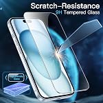 JETech Protecteur d'écran pour iPhone 15 Plus 6.7-Inch, Film en verre trempé avec outil d'installation facile, Cher cas, HD Dégagez. 3-Pack