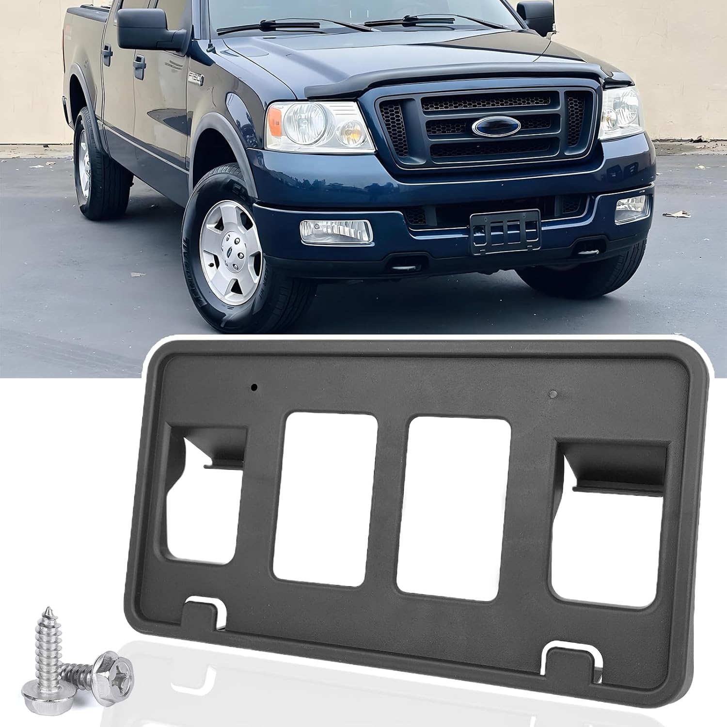Front License Plate Frame Compatible with 2004 2005 Ford F150 Front Bumper License Plate Holder Mounting Bracket Cover Replace # 4L3Z17A385AAA FO1068121