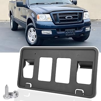 Front License Plate Frame Compatible with 2004 2005 Ford F150 Front Bumper License Plate Holder Mounting Bracket Cover Replace # 4L3Z17A385AAA FO1068121