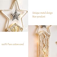 Vista 11 de Decoración de atrapasueños de luna y estrella, 2 piezas boho para el hogar, luna y estrella, macramé para colgar en la pared, decoración bohemia
