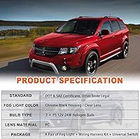 Vista 7 de Juego de luces antiniebla para Dodge Journey 2010-2020 con bombilla + cubierta de bisel negro, montaje de lámparas antiniebla de conducción