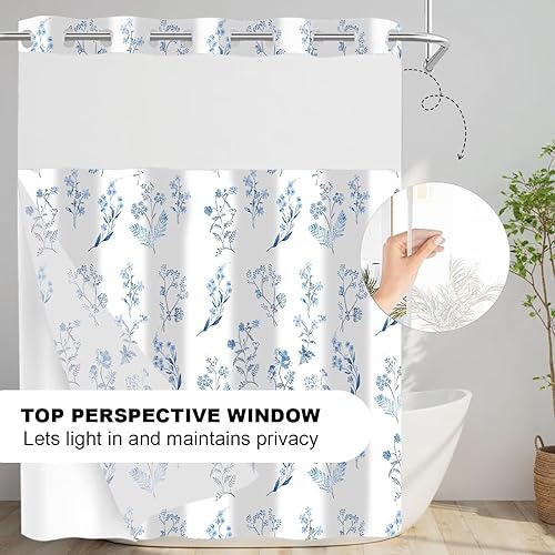 Miniatura 9 de DDQQ Juego de cortinas de ducha de hojas verdes con alfombra antideslizante, cubierta para tapa de inodoro y tapete de baño, juego de cortinas