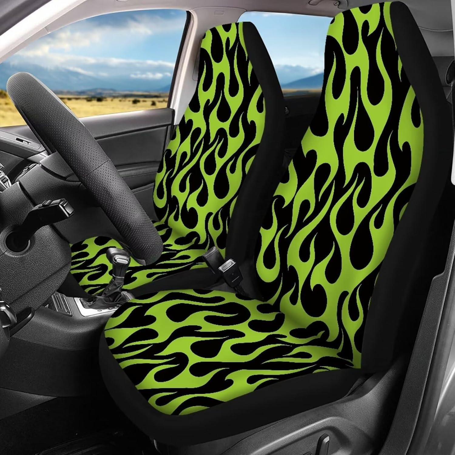 Green Fire Automotive Seat Covers for Front and Back Seat Car Interior Accessories Universal Front and Rear Car Seat Cushion Cover Easy to Install Clean