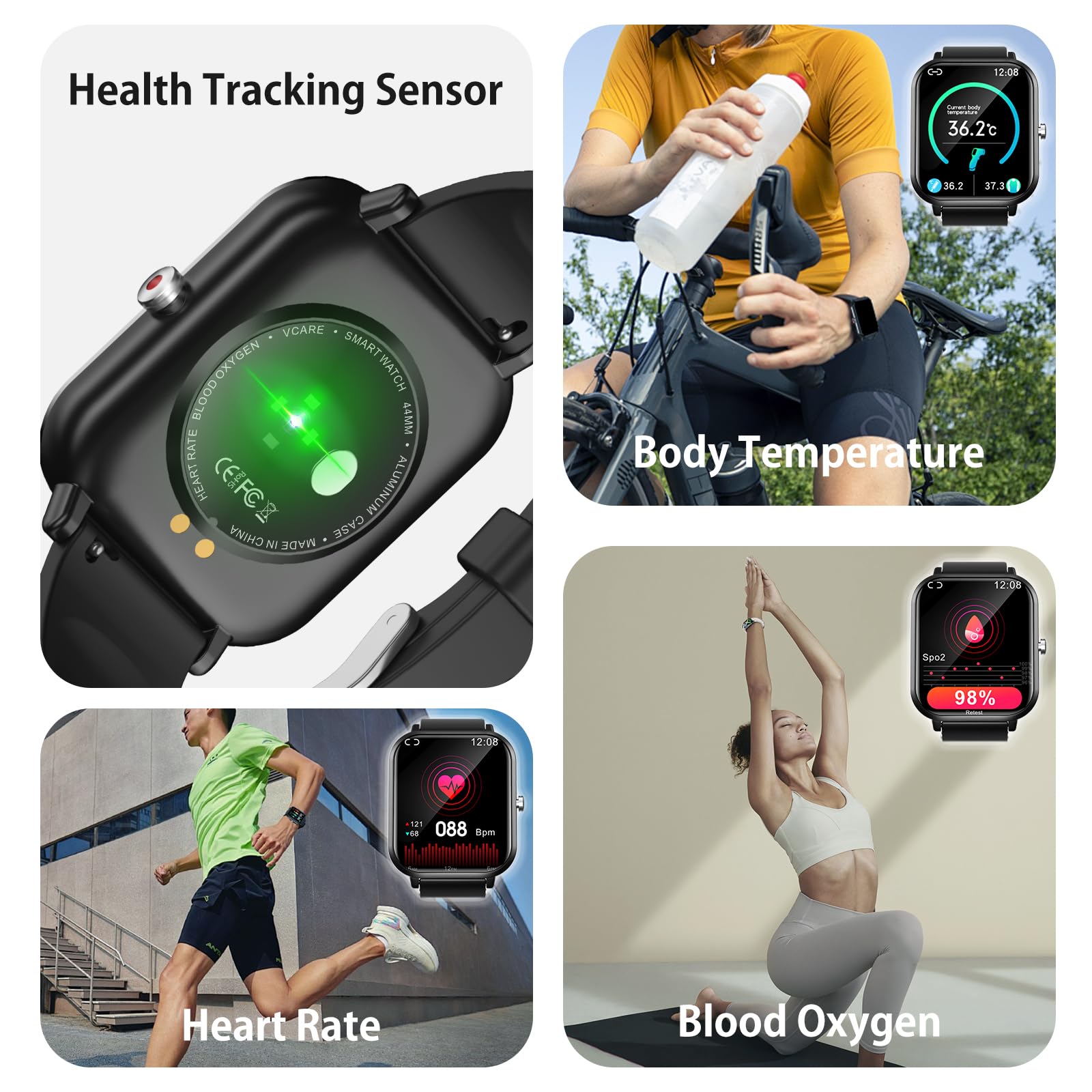 Smart Watch for Men Women, Fitness Tracker, 1.9" Smartwatches, 24 Sports Modes, Heart Rate/Sleep Monitor/Pedometer/Spo2/Step Counter, IP68 Waterproof, Ultra Thin, Long-Lasting Battery for Android iOS