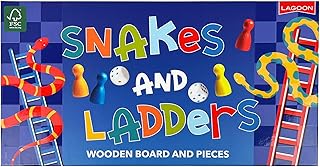 Lagoon Snakes and Ladders - Juego de mesa de madera, color marrón