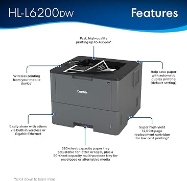 Brother HL-L6200DW Wireless Monochrome 