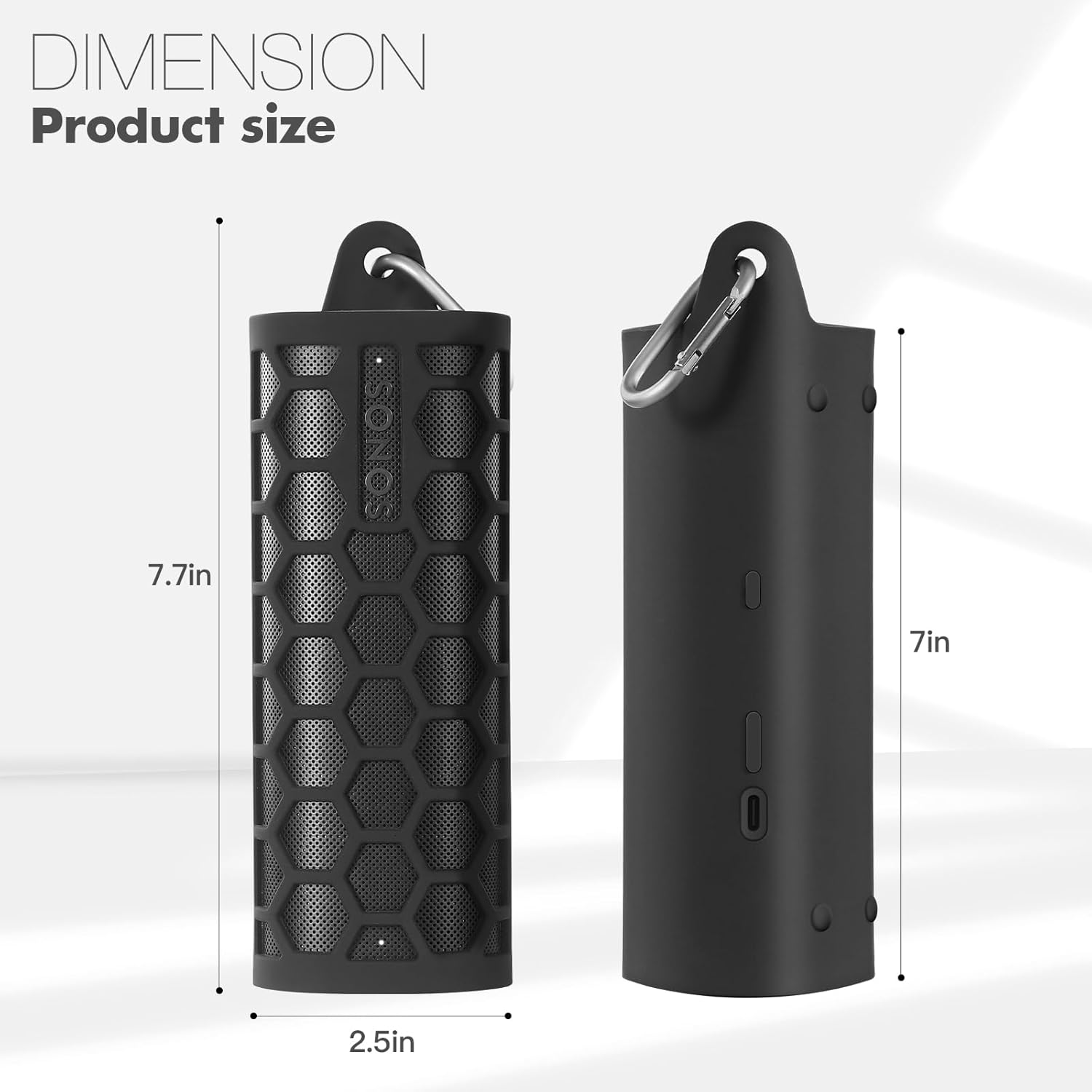 Protective Cover Carrying Silicone Case for Sonos Roam 2 / Sonos Roam, Speaker Pouch Sleeve Protector Cover Travelling Case for Wireless Bluetooth Speaker (Black) - Image 7