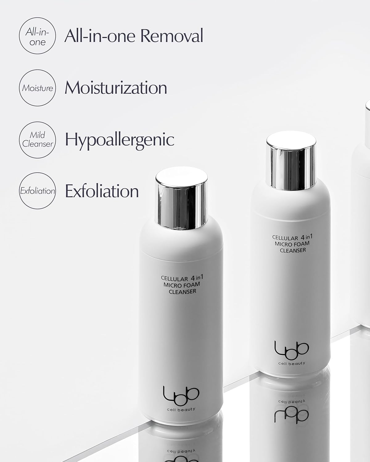 LBB 4-in-1 Micro Foam Cleanser - pH 5.5 Face Cleansing Milk to Bubble Foam - Gentle, Hypoallergenic Deep Cleansing with Moisturizing Finish - Anti Aging Tangerine Cellular Water, 3.38 fl.oz.