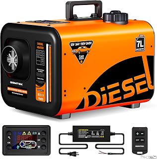 8KW Diesel Heater, 12V/24V/110V/240V 7L All-in-One Diesel Air Heater with Remote Control and LCD Switch and Rapid Heating Tech, Suitable for Car, RV Truck, Home, Boat, Camper - Orange