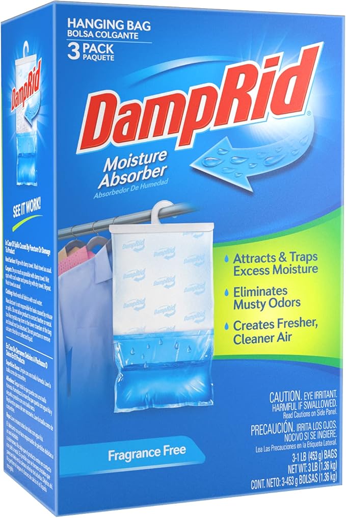 DampRid Hanging Bag Absorber for Closets, 3 Pack, 16 oz