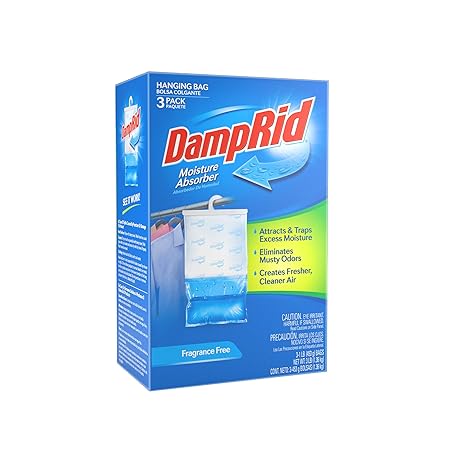 DampRid Hanging Bag, Moisture Absorber, Pack of 3 (16 oz. ea.), 3 Pack, Blue