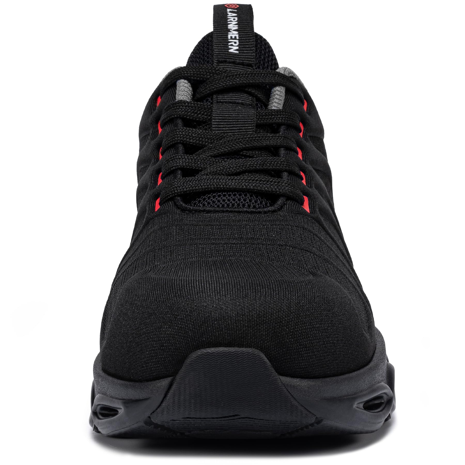LARNMERN Buty sportowe ze stalowym noskiem, męskie buty ochronne, oddychające buty ochronne, wygodne buty robocze, lekkie, amortyzacja, moda, 3,5UK-44UK, Tryb czerwony czarny, 47 EU