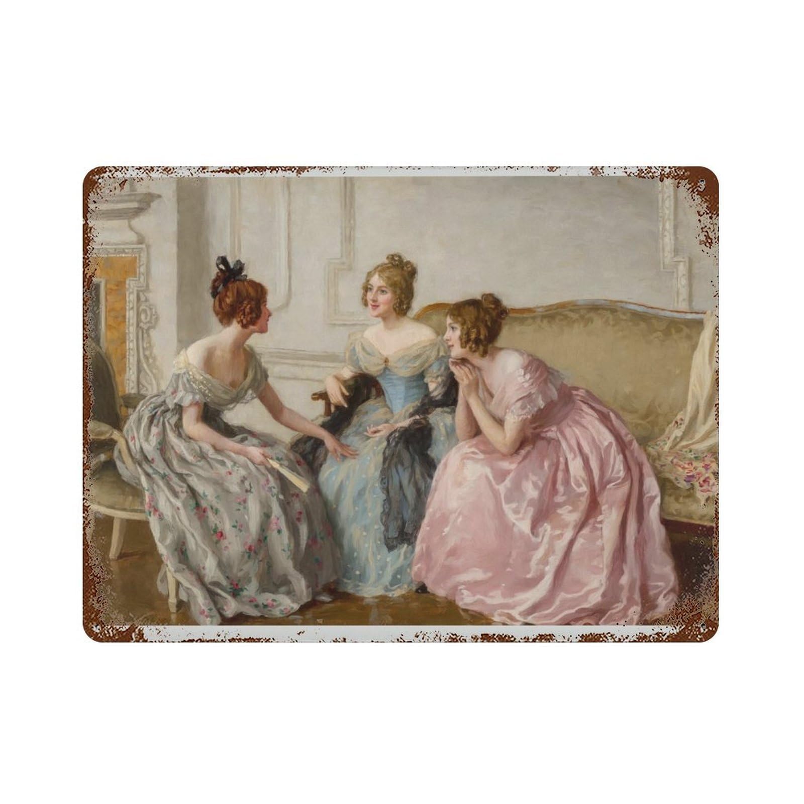 xiaoxiaoshen Victorian Women ， 19th Century Gossip Girls Wall Decor Art Metal Tin Poster Modern Home Decor Art Home Bar Shop Decorations Vintage Sign 30x40cm