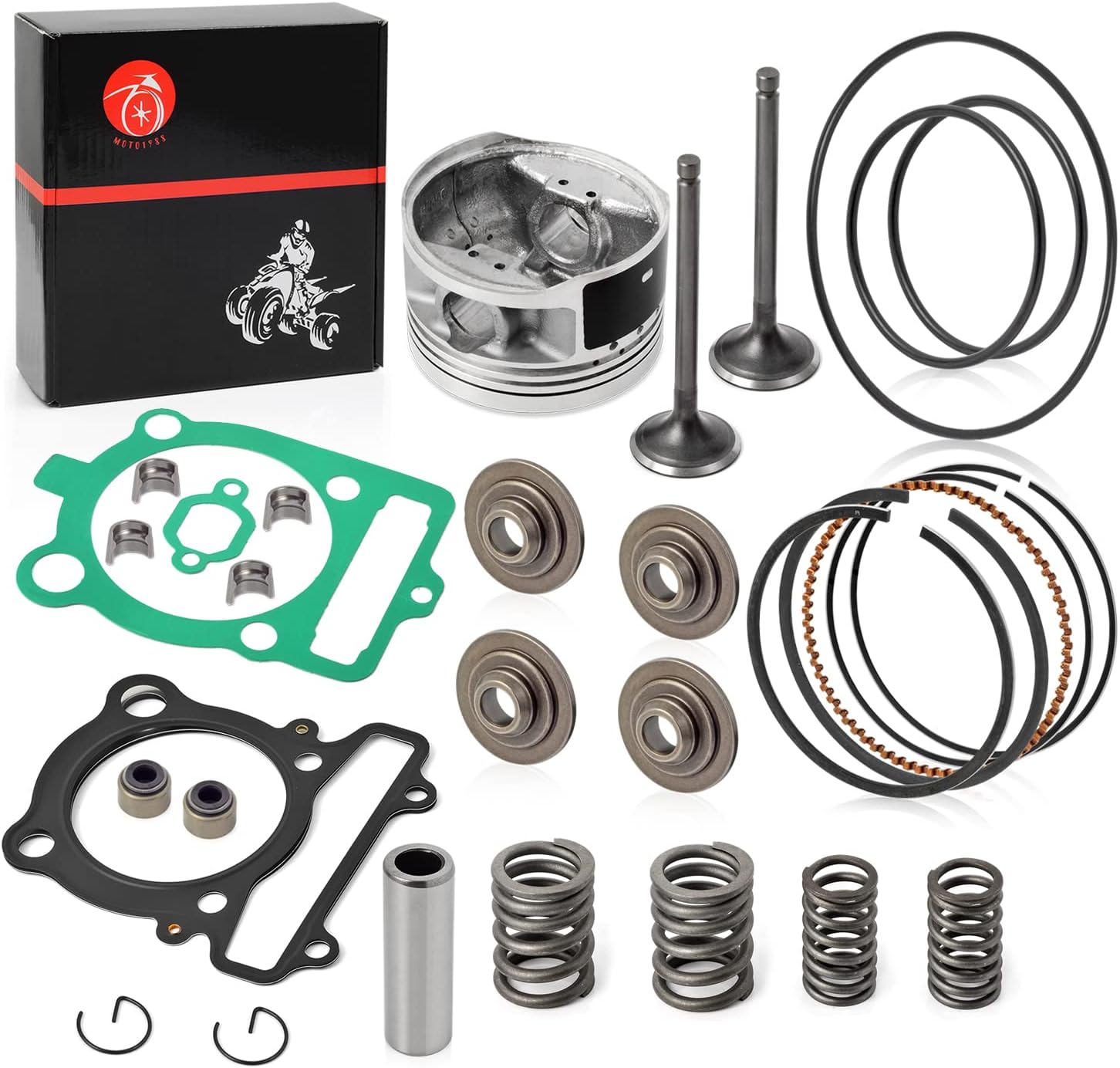 Top End Repair kit Piston + Ring & Intake Exhaust Valve Seal Spring Gasket For YAMAHA 350 Raptor Warrior Grizzly Big Bear Wolverine Bruin 350