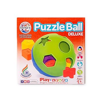 Ratnas Educational Puzzle Ball for Kids 2 in 1. Let Them Learn time with Shapes.