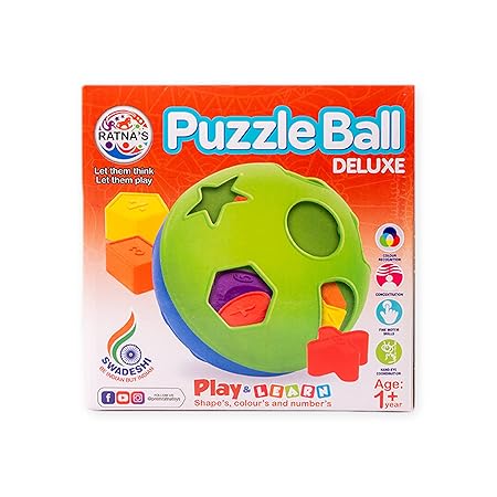 Ratnas Educational Puzzle Ball for Kids 2 in 1. Let Them Learn time with Shapes.