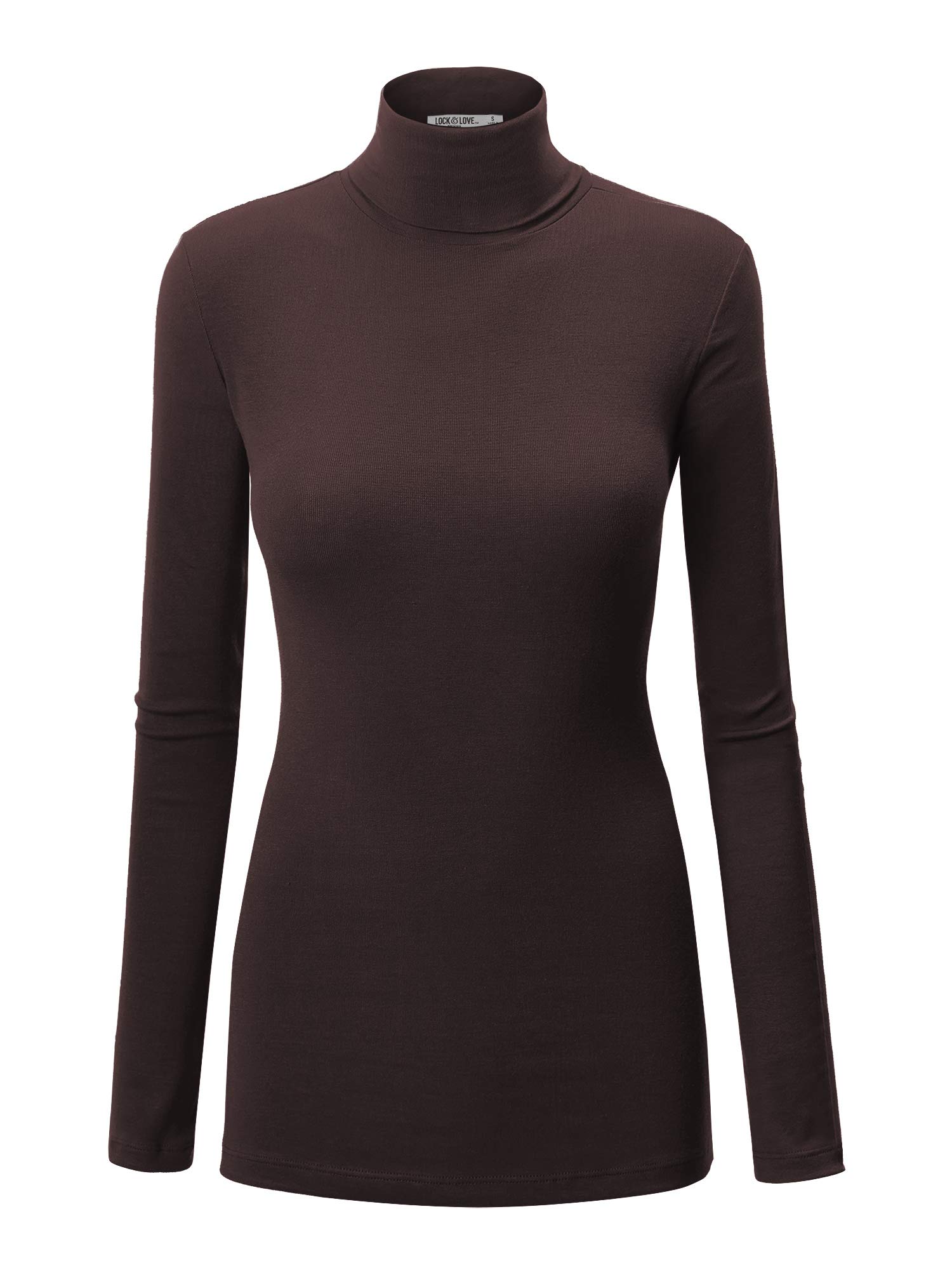 Lock and Love Women's Turtleneck Top Lightweight Long Sleeve Slim Fit Pullover, Soft Rayon Stretch Layering Basic, S-3XL