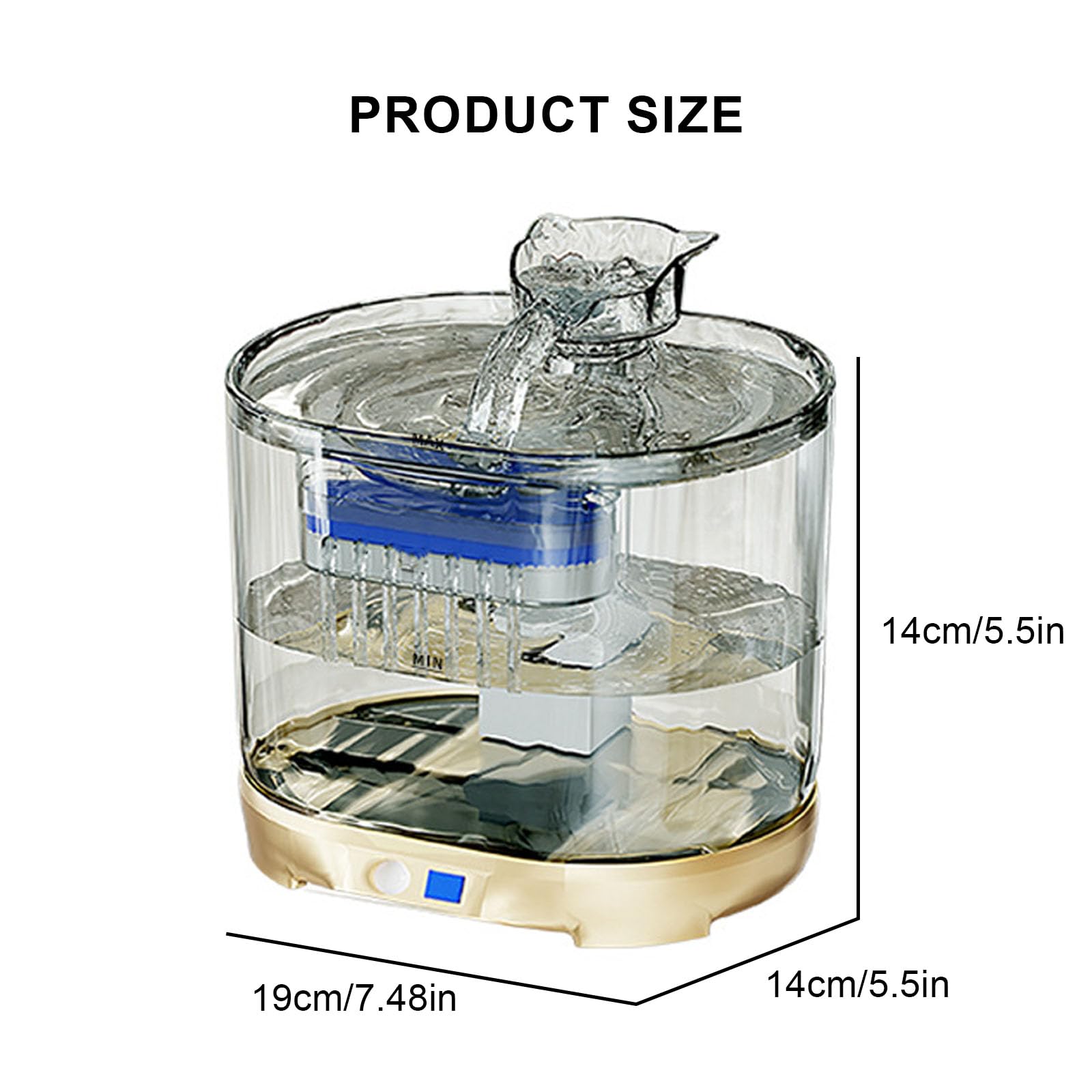 Fuente para Gatos Sin Cable, Fuente De Agua para Perros, Bebedero Gatos Automatico, 2.2L Fuente Agua Gatos con Bateria 4000Mah Recargable, 3 Filtros