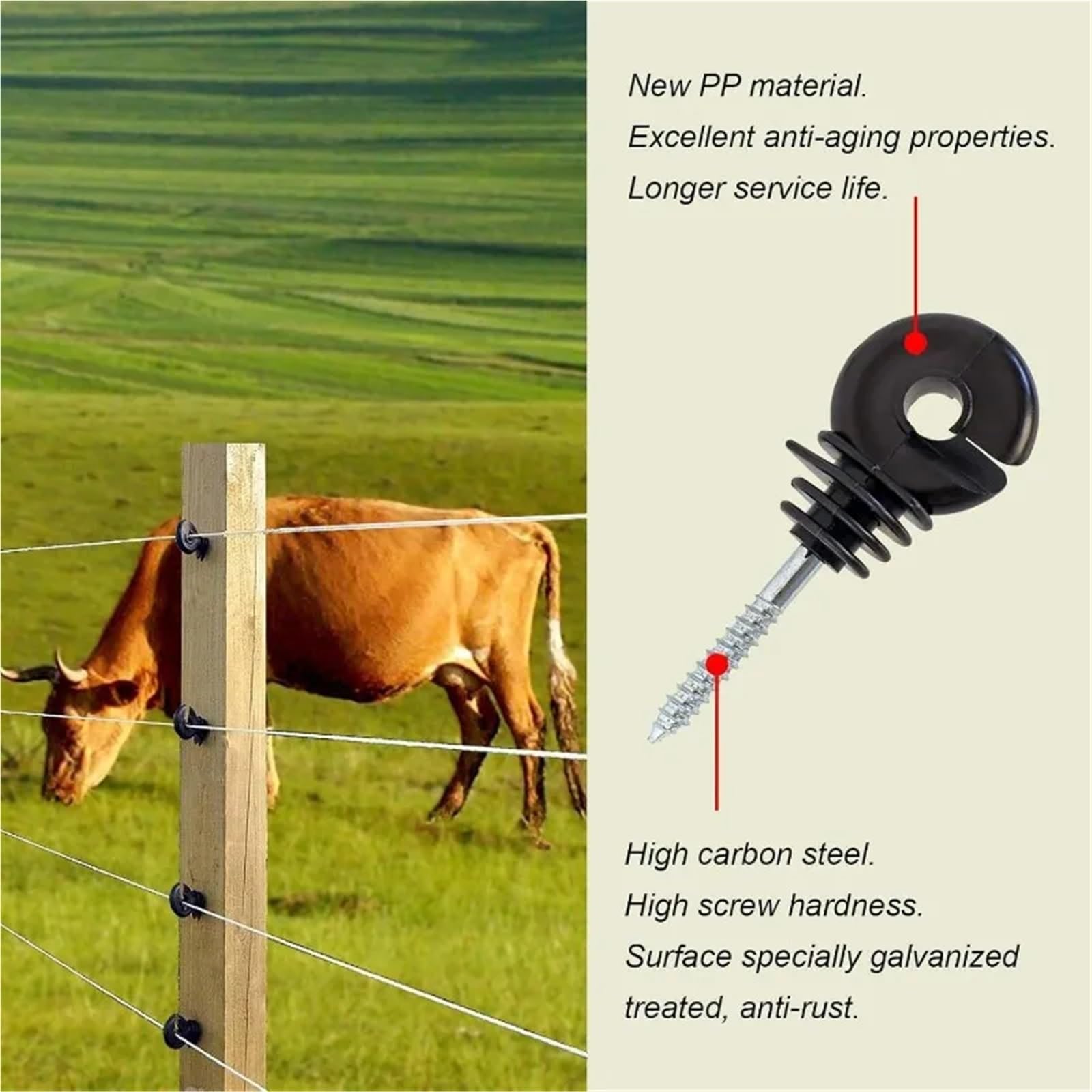 Isolanti elettrici a vite per recinzioni, 50 pezzi, accessori di sicurezza per il giardino agricolo per filo/tubo, ideali per attrezzature agricole e uso esterno