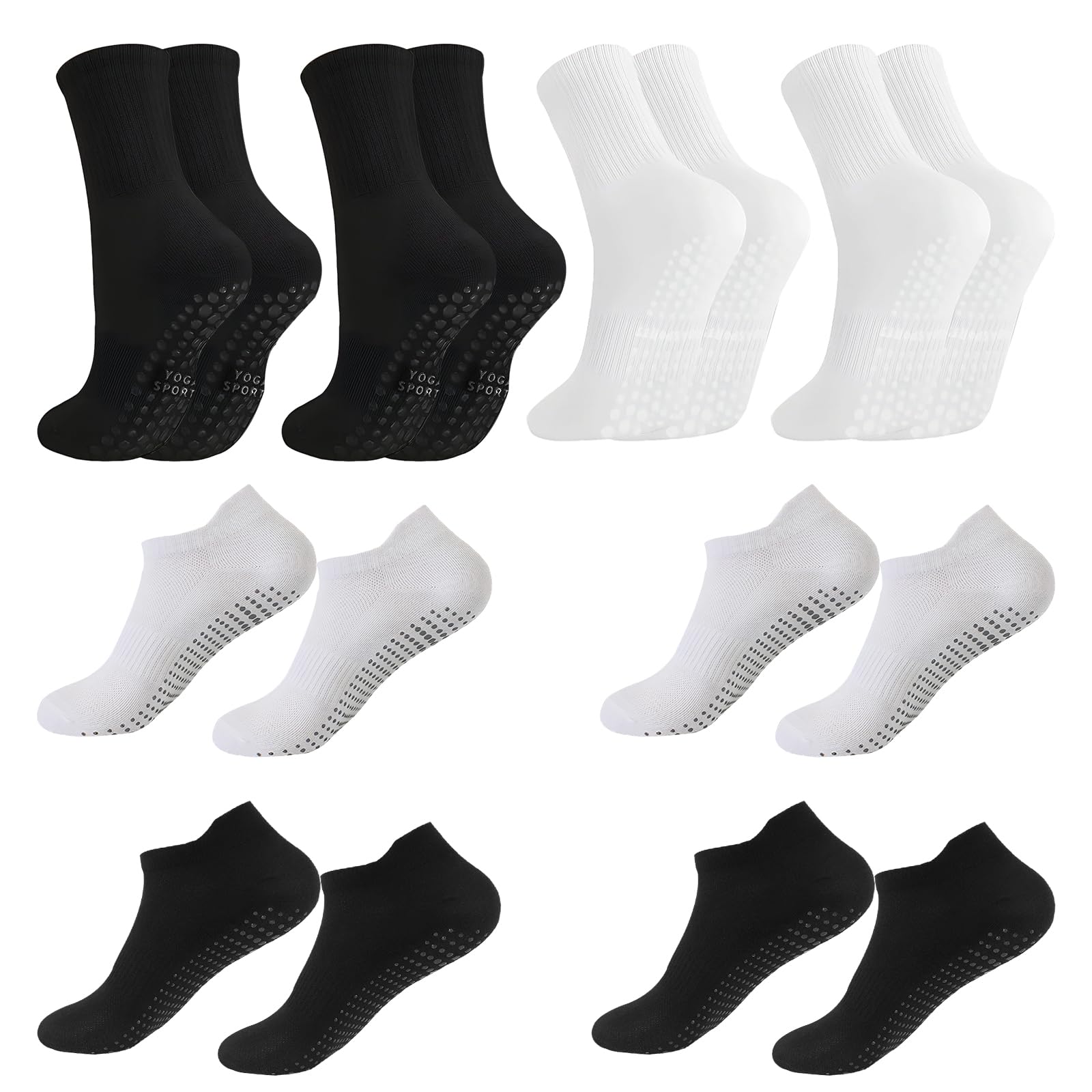 HEUIOP 8 Pairs Pilates Socks, Non Slip Yoga Socks for Women, Breathable Cotton Reformer Pilates Grip Socks, Grippy Sock for Ballet Dance Fitness