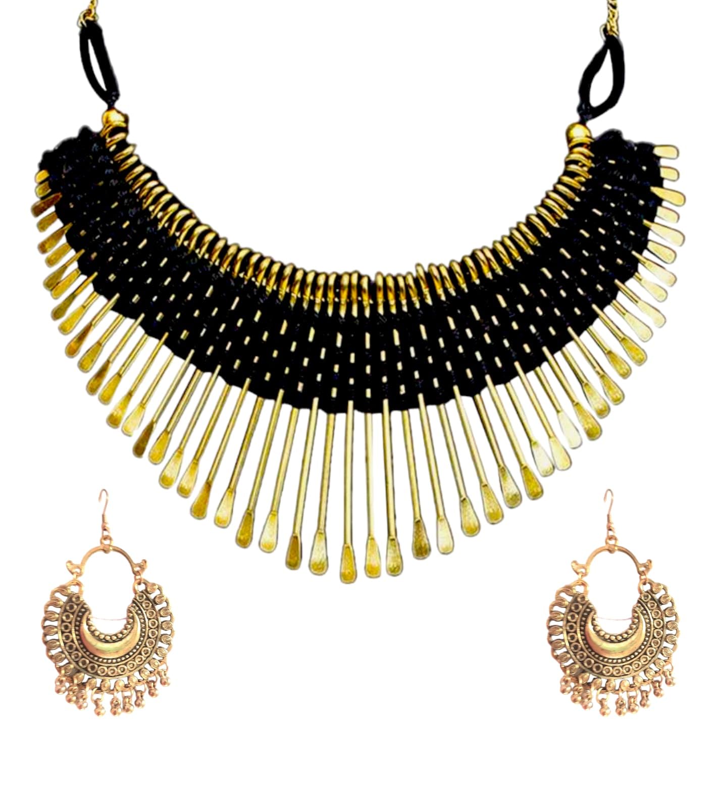 Oxidized Gold Plated Red color & Silk Thread Chunky Necklace with Chandbali Earrings, for All Occasions, Designer Adjustable Choker Jewellery for Girls (Red) (B0CRBB7SCJ) Amazon Price History, Amazon Price Tracker