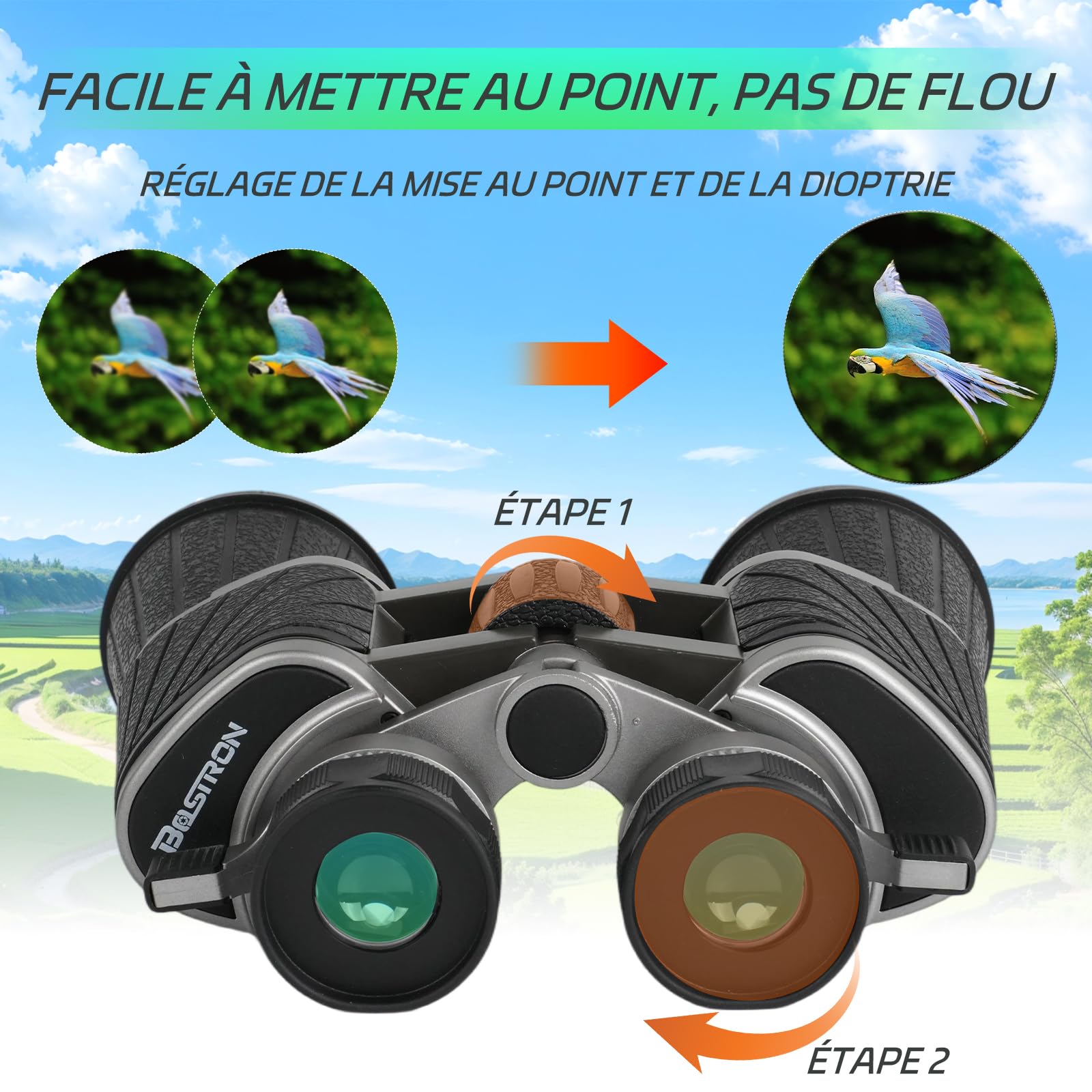 7 x 50 Jumelles Adultes pour Observation des Oiseaux | Jumelles Portables Haute avec Sac de Transport - Système Optique HD pour Concerts, Chasse et Jeux de Sport