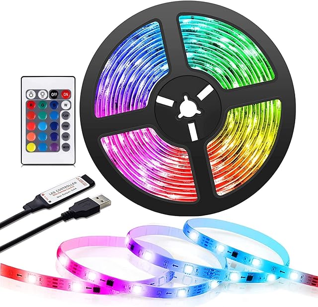 LED Strip Lights, LED TV Backlight, 6.56ft for 32-60in TV, 16 Colors & 24Key Wireless Remote Controller, USB Powered for TV Desktop PC