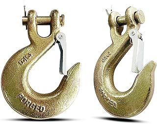 2 Packs Clevis Slip Hook with Safety Latch, XHMAXE 3/8 Inch Heavy Duty G70 Forged Steel for Trailer, Truck Transport Tow Chain Hook, Deck Hauler Receiver Hitches Trailer-18,000lbs Capacity