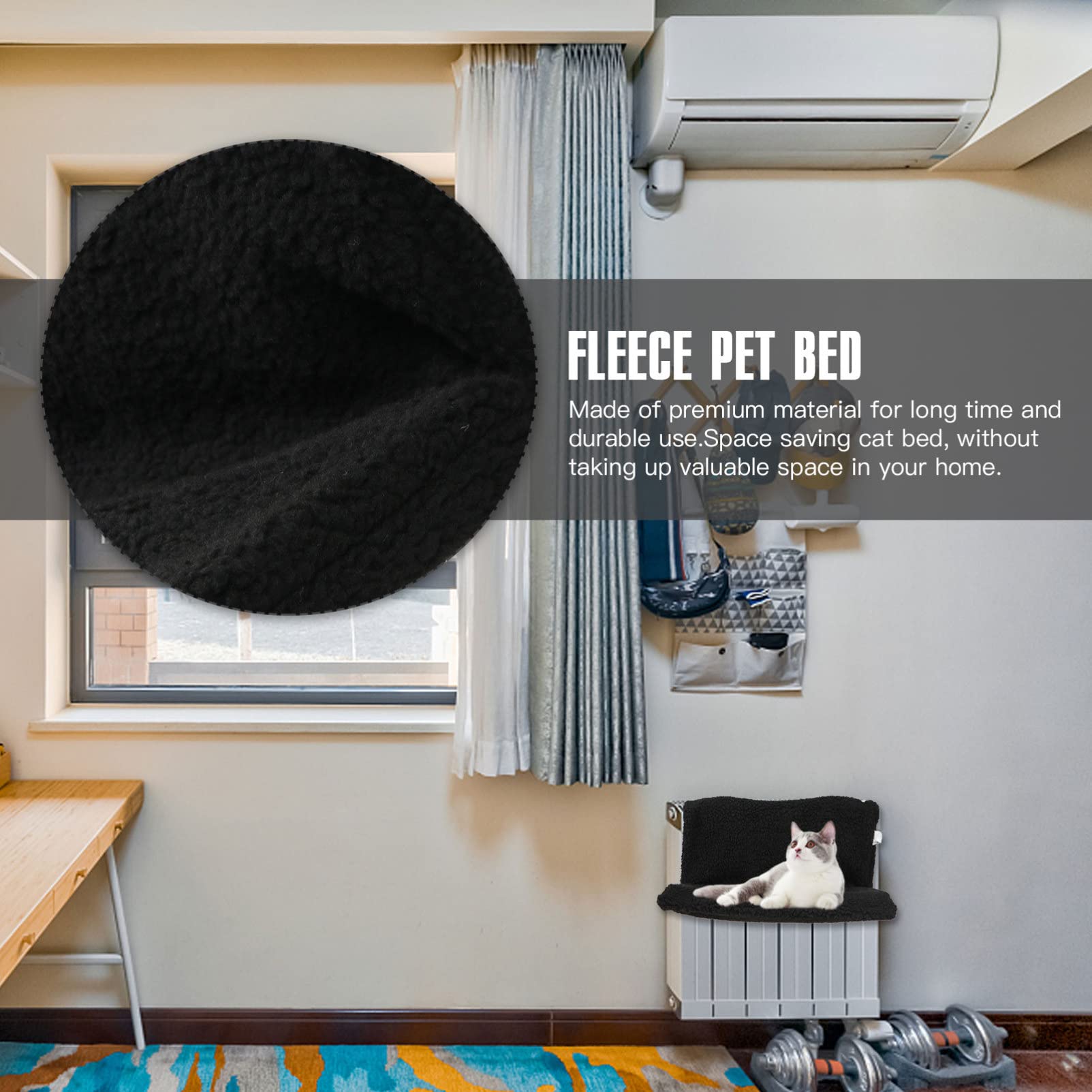 Hamac pour Chat Lit Radiateur Suspendu à Cadre Métallique Noir