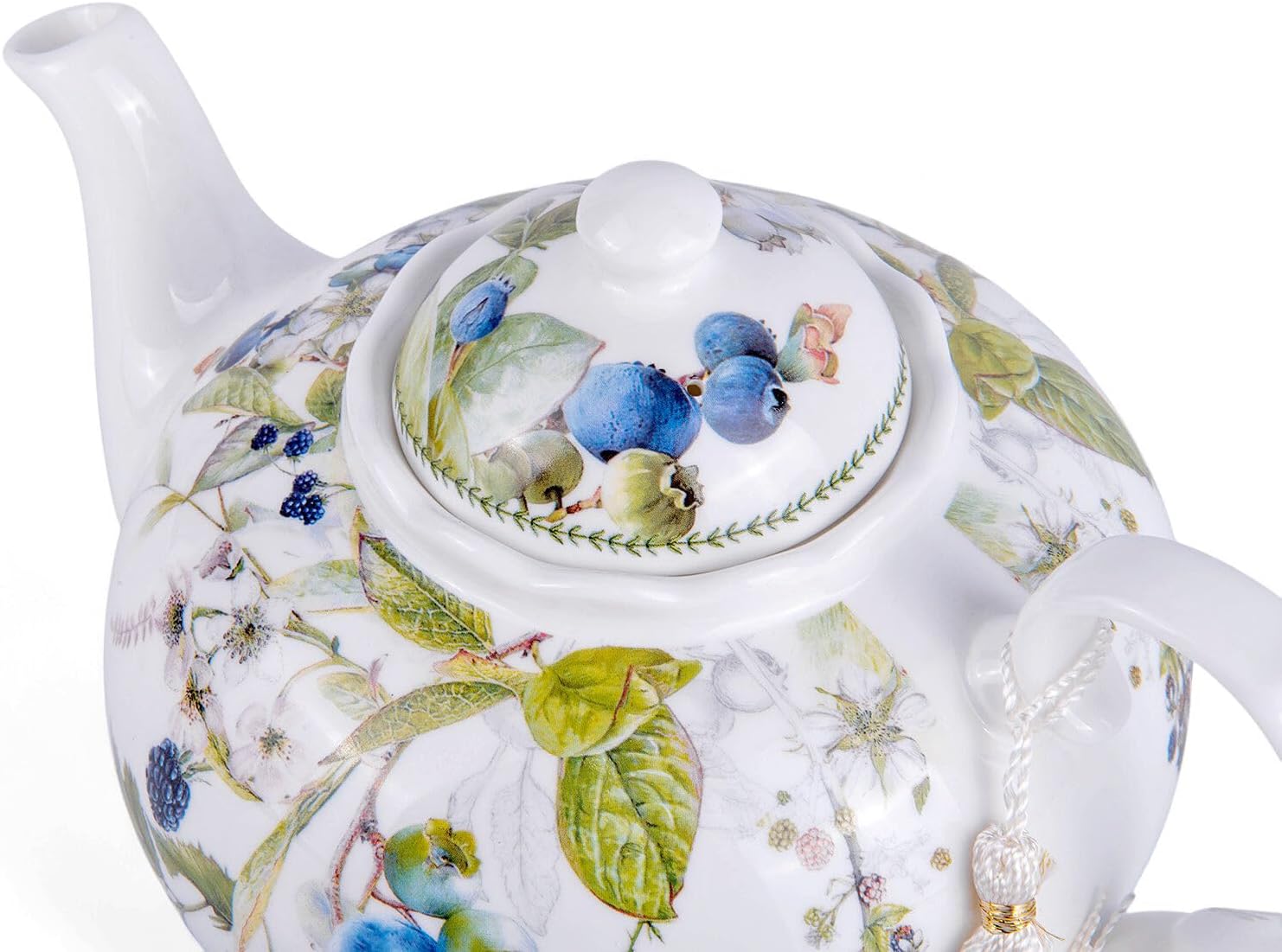 Bone China Tea Set for 2 pers. in Gift Box, Tea Set for Adults, Coffee Set, European Coffee Set, Women Tea Set, Bone China Tea Set for Party Birthday Wedding Gifts (Wild Berries)