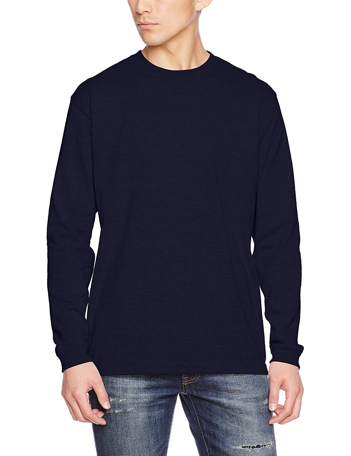 5.6oz ロングスリーブTシャツ (1.6インチリブ) 501101 ネイビー…