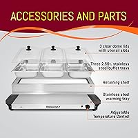 Vista 2 de Elite Gourmet EWM-6171 - Servidor de buffet con control de temperatura, calentador de alimentos, 3 bandejas triples de 2.5 cuartos de galón, tapas