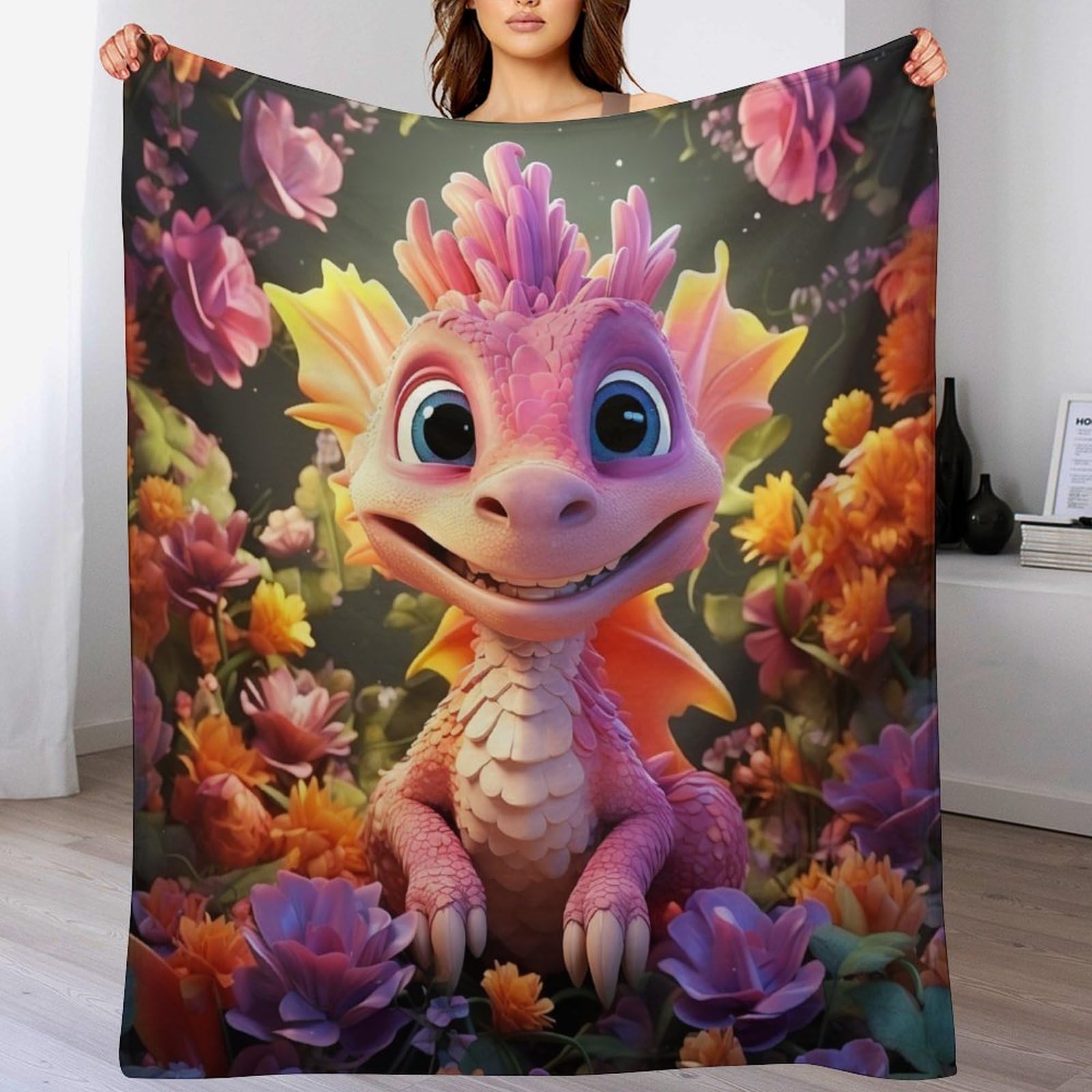 Couverture flannel ptérosaurus 180x200 cm jeté de canapé doux