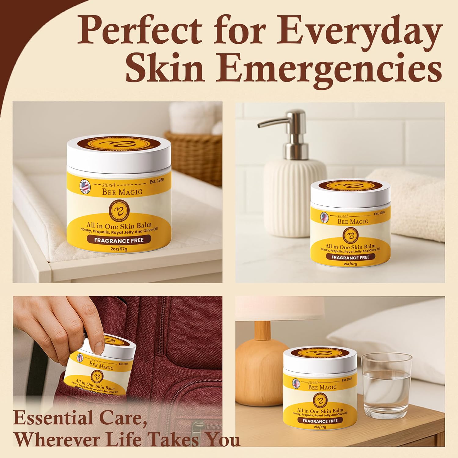 Sweet Bee Magic Organic Honey Bee Balm for Face, Skin & Body - All in One Honey Balm - Beeswax Body Moisturizer - All Natural Aid - 1 jar (2oz) - Image 5