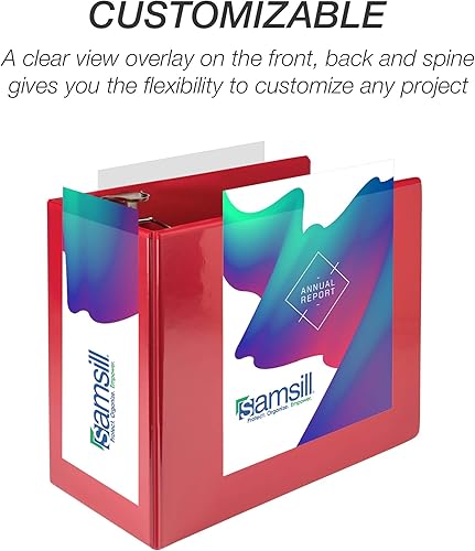 Miniatura 2 de Samsill - Carpeta duradera de 6 pulgadas, fabricada en los Estados Unidos, con anillos de bloqueo en D, cubierta transparente y personalizable,